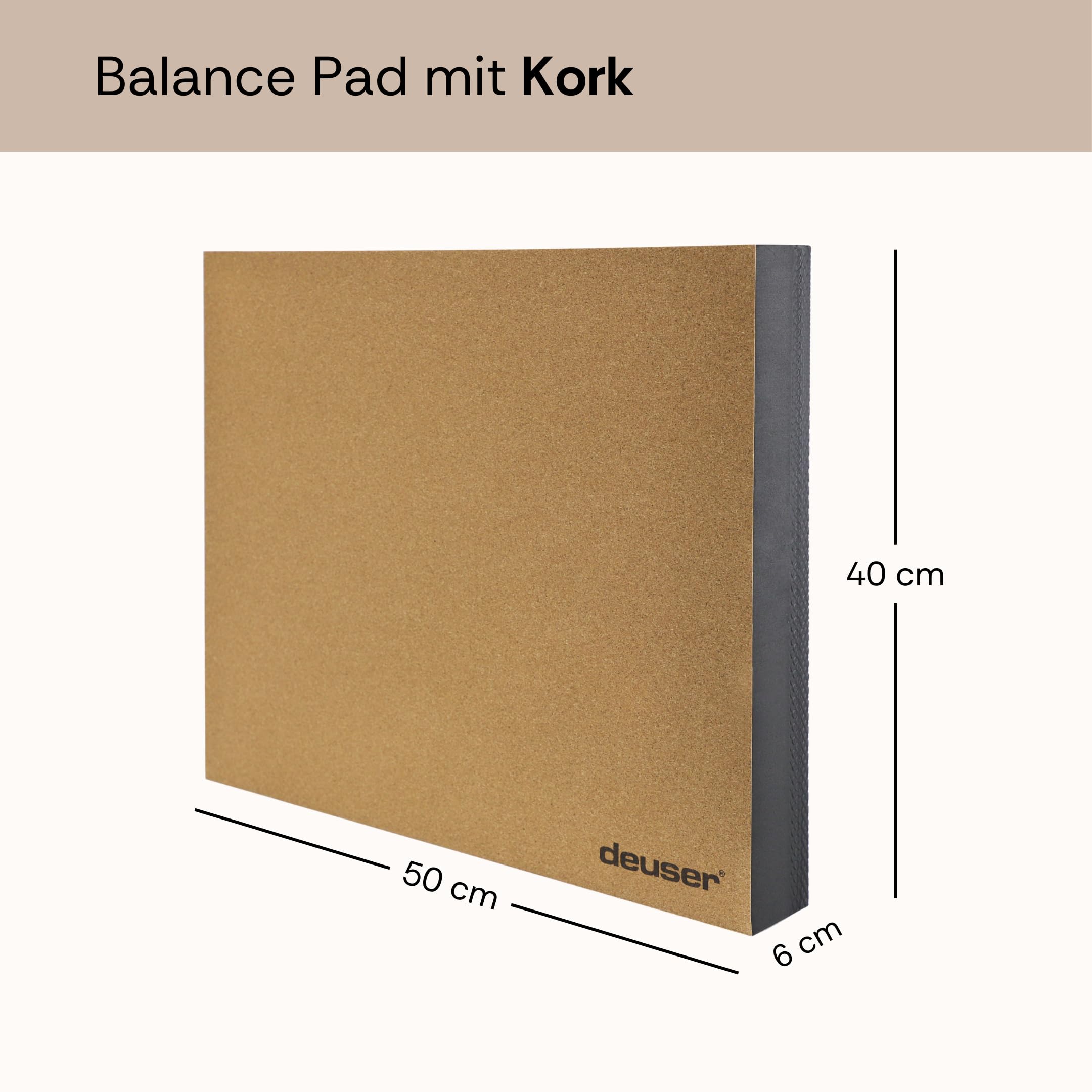 Deuser Balance Pad aus TPE mit nachhaltiger Korkbeschichtung, rutschfest, fördert Gleichgewicht und Core-Training zuhause und unterwegs, Balanceboard für Fitness, Yoga und Rehabilitationstraining