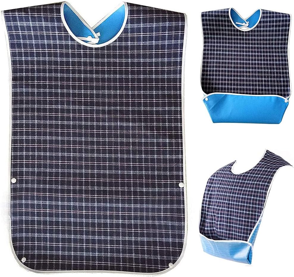 HASTHIP® Adult Bibs,Adult The Eldly Bib Adult Washable Dining Bibs for Elderly Blue