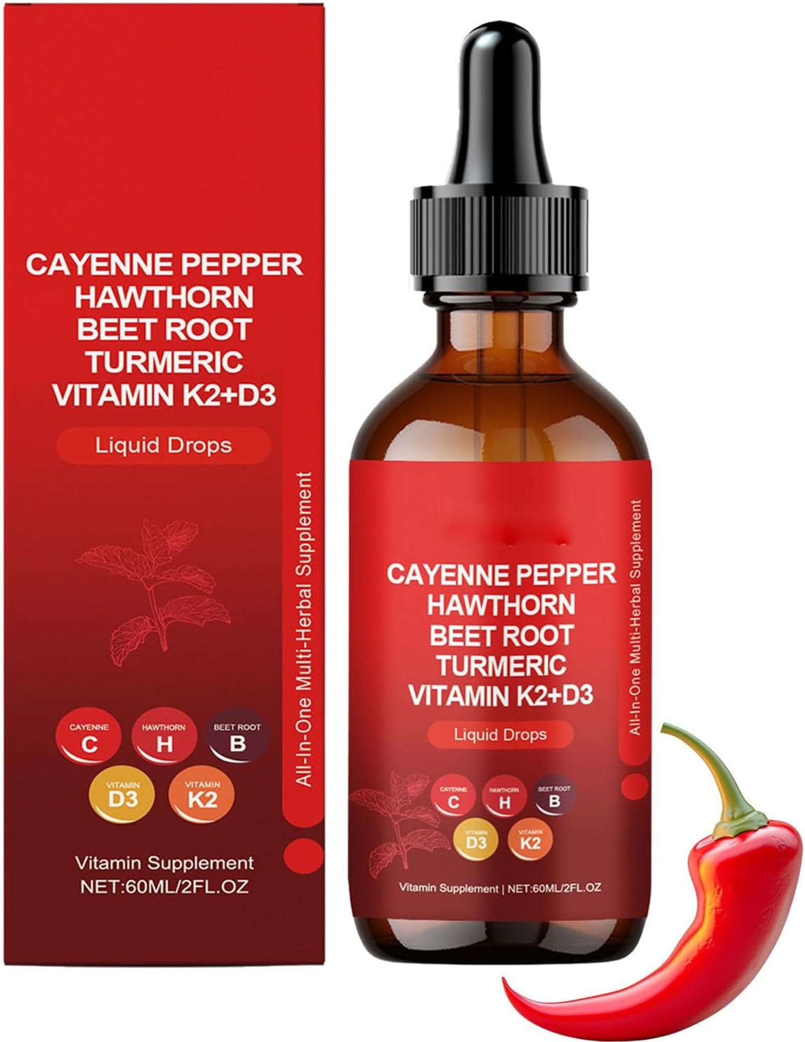 Aeluro Cayenne Drops, Aeluro Cayenne Pepper Extract, Aeluro Cayenne Pepper Drops, 60ml Natural Cayenne Pepper Liquid Drops (1)