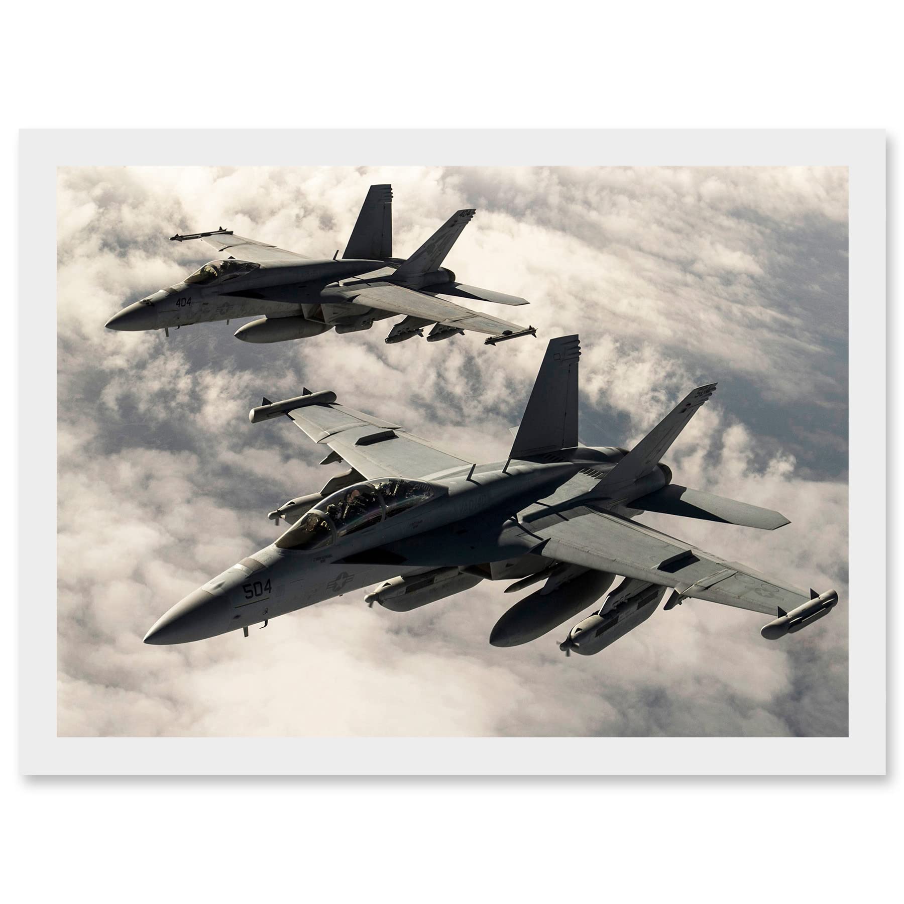 Artery8 Hook Military US Airforce F-18 Hornet Jet Fighters Photo Artwork Framed Wall Art Print A4