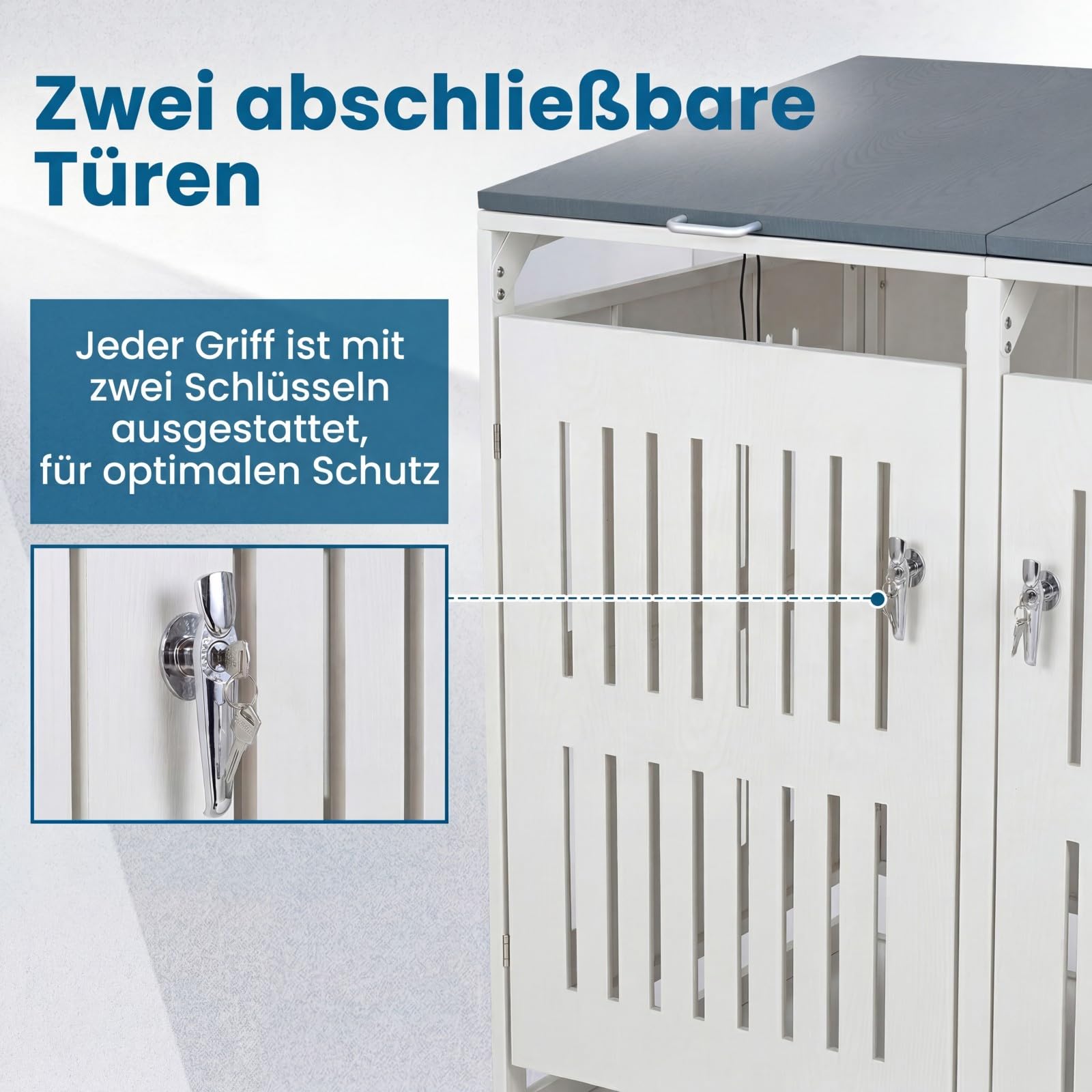 COSTWAY Mülltonnenbox, Mülltonnenverkleidung für 2 Behälter (Weiß)