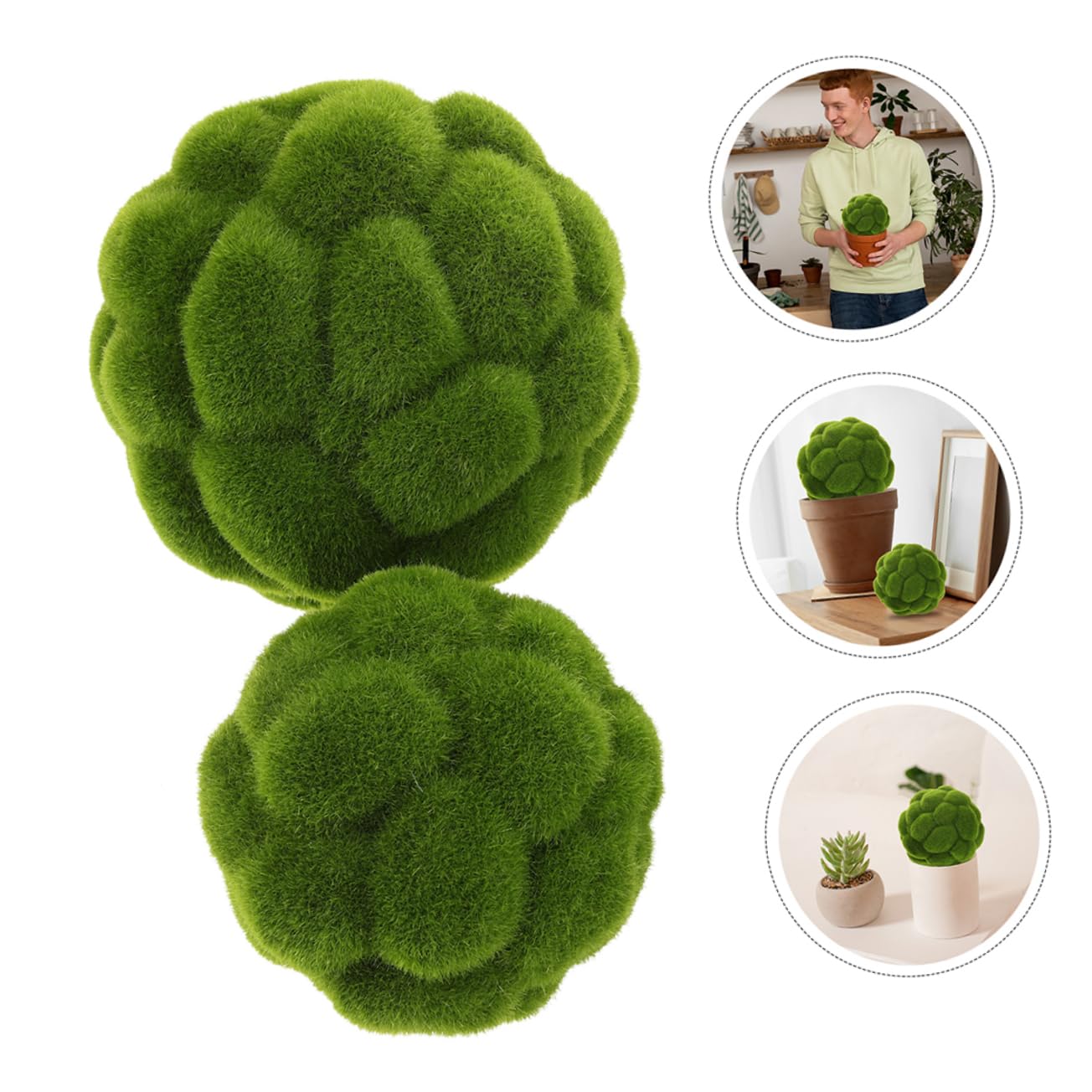 Cabilock 3piezas Bolas de Musgo Artificial para Decoración de Interiores Esferas de Musgo Simulado para Escaparates y Techos Paisajes Esferas Verdes para Jardín