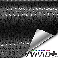 Vista 2 de VViViD+ - Vinilo para envoltura de coche con patrón de nido de abeja negro mate (1 x 5 pies)
