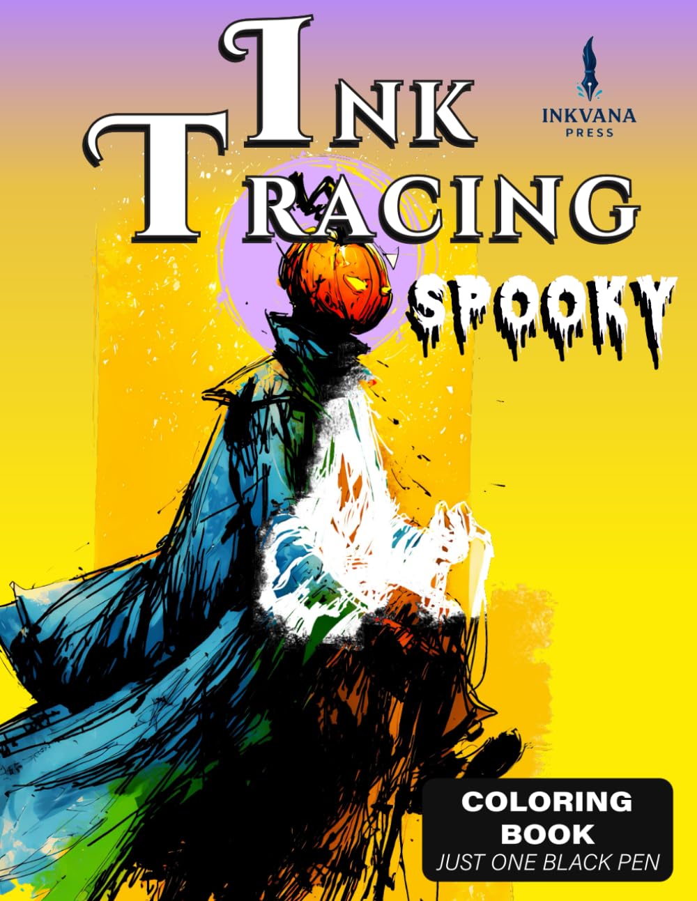 Spooky Ink Tracing Coloring Book: Reverse Coloring to Trace Creepy Figures and Relax with Just One Black Pen