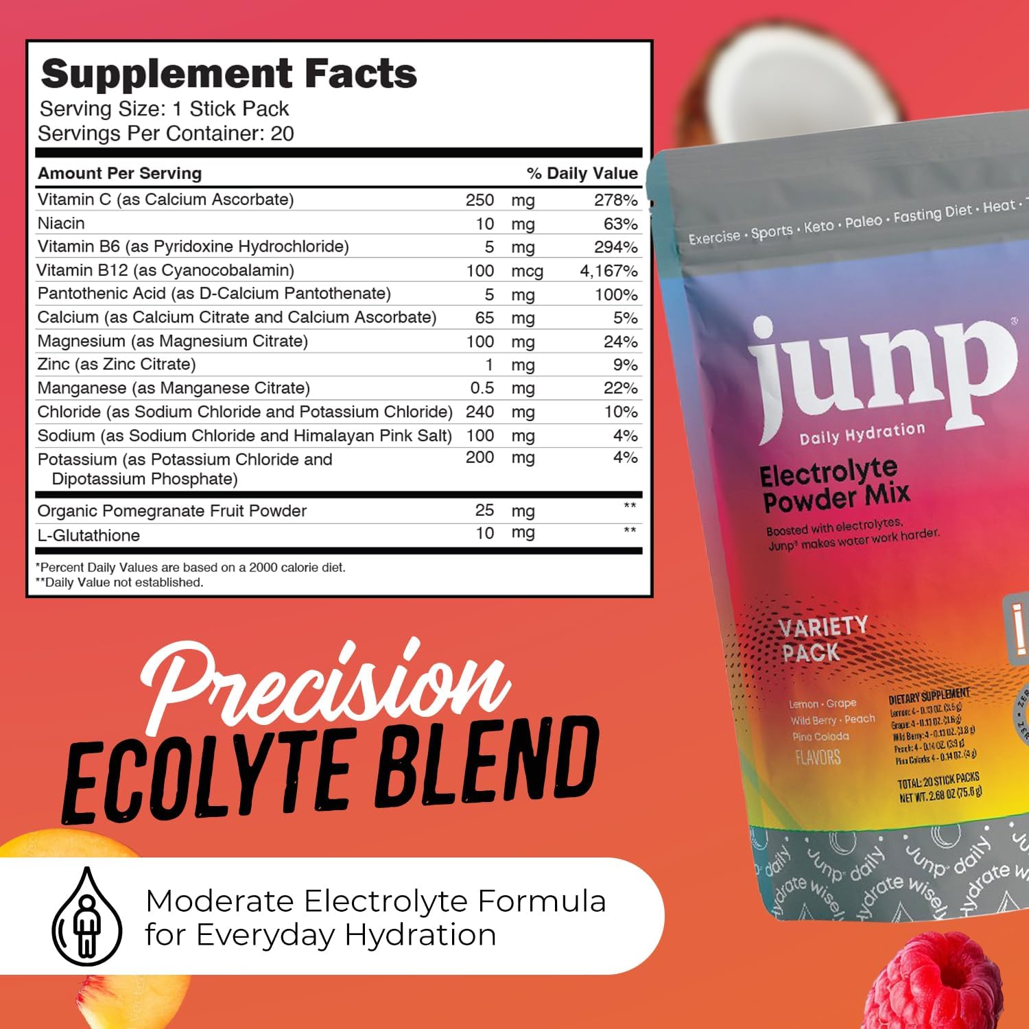 JUNP Sugar Free Electrolytes Powder Packets for Water Instant Hydration Packets with Salt & Potassium, Zero Calorie No Carbs No Sugar Keto Electrolyte Drink Mix Sticks, 5 Flavor Variety Pack, 5 Count - Image 6
