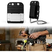 Heavy-Duty Tape Measure and Hammer Holder, Low-Profile Drill Belt Clip & Hammer Holster Fits Up to 2-Inch Belts, Quick Access for TapeMeasure, Electric Drill, Hammer, Pry Bar