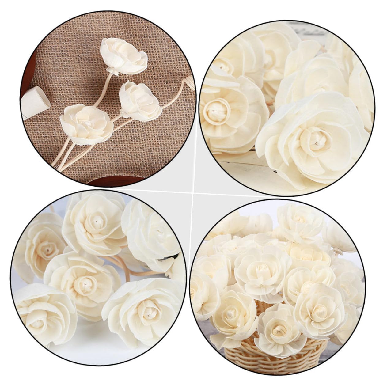 YARNOW Diffuseur de Parfum 6 Bâtonnets en Rotin de Fleur, Accessoires D'aromathérapie pour Diffuseur D'huile Essentielle, pour Salle de Bain et Hôtel