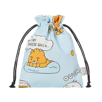 KAKAO FRIENDS Official- Lazy Sunday Drawstring Pouch bag Sky Blue