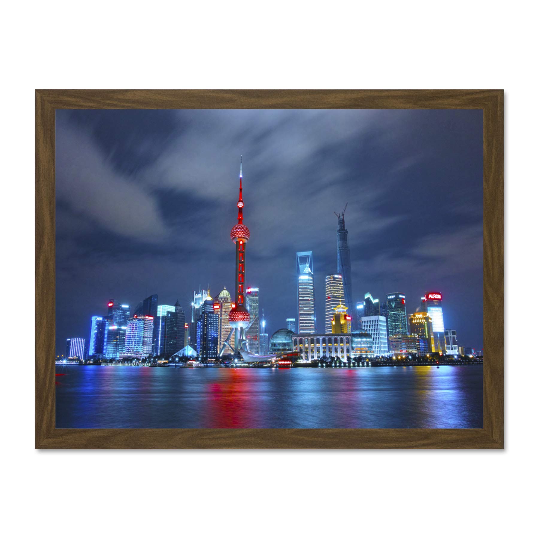Yang Shanghai City China Skyline Large Framed Art Print Poster Wall Decor 18x24 inch