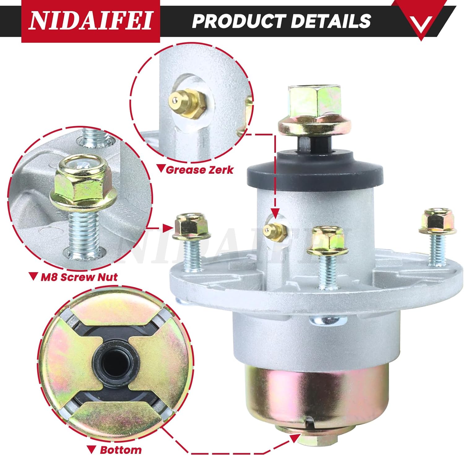 2 Pack AM144608 Spindle Assembly Kit for John Deere Z335E Spindles, John Deere Z355E Spindle, John Deere Z345M Spindle, John Deere Z525E X350 Z375R X380 S240 Z345R Z315E Z535M Z540M Lawn Deck