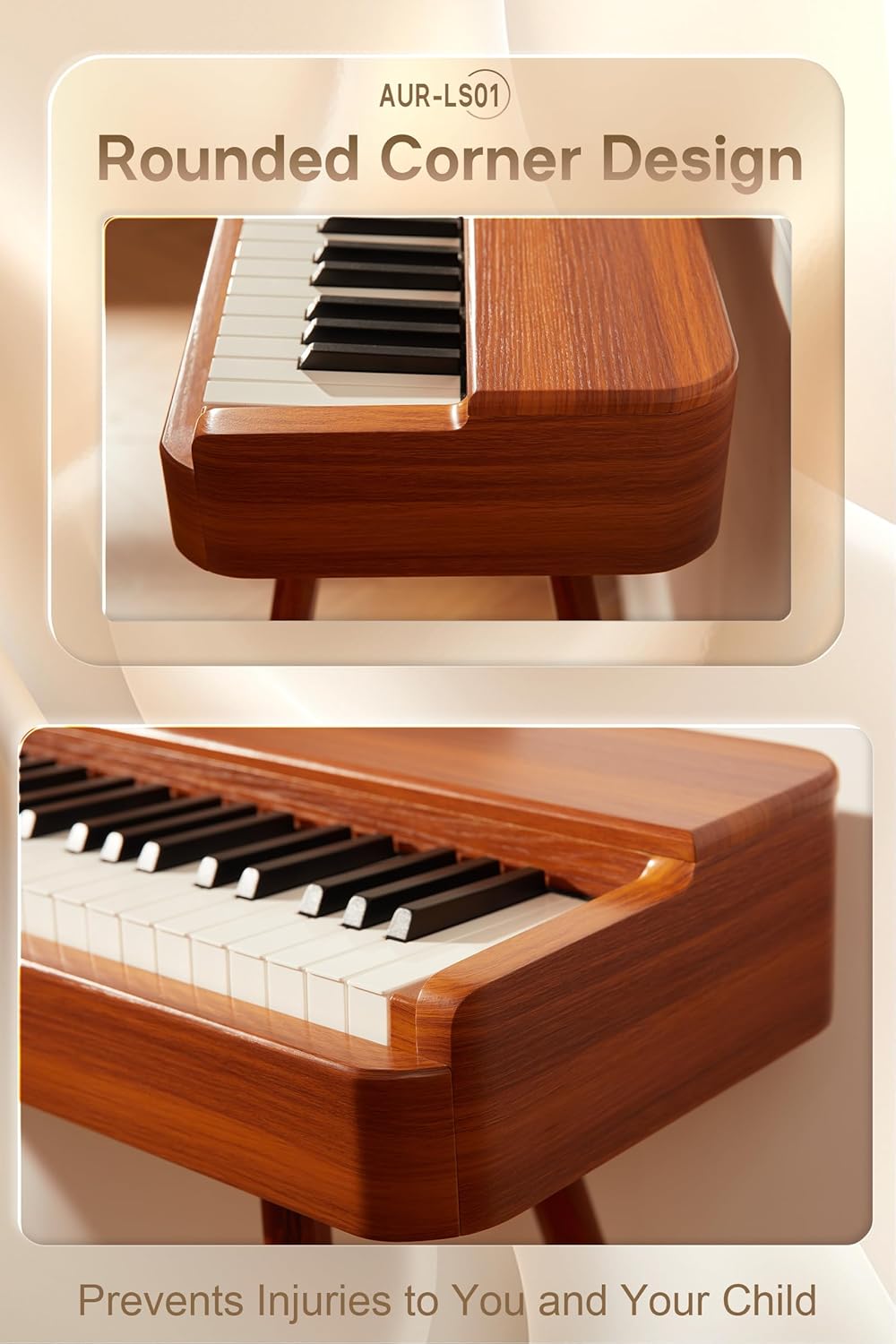 AKLOT 88-Key Weighted Keyboard Piano: Graded Hammer Action Digital Piano with Touchscreen, 128 Tones, Upright Electric Piano, Triple Pedal, Headphone, USB-MIDI, Beginner Lesson Book (AUR-LS01 Natural)