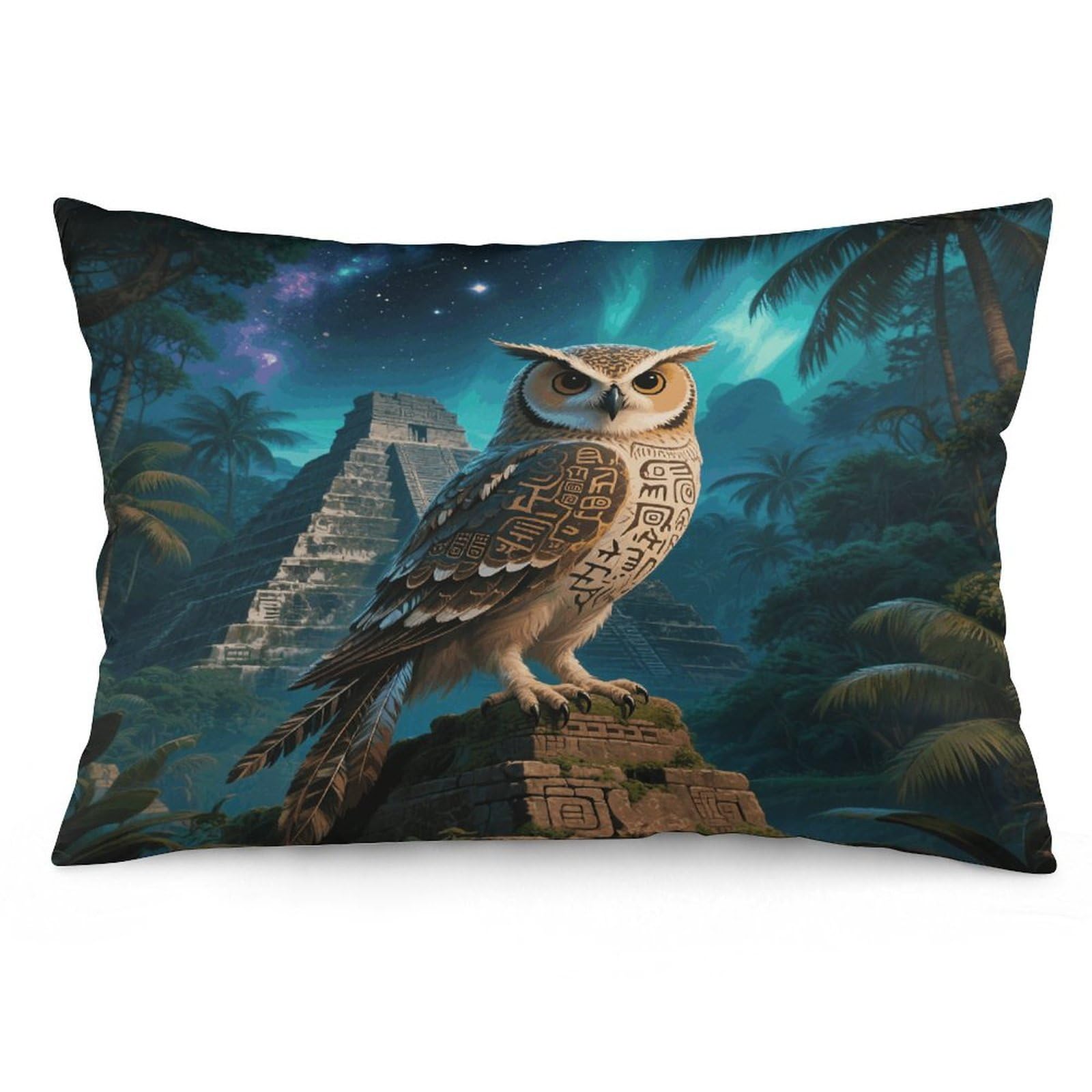 Maya Owl Throw Pillow Cover Soft Pillow Case Decorative Lumbar Pillow Cover Cozy Throw Pillowcase Polyester Rectangular Cushion Case Decor for Couch Sofa Bed