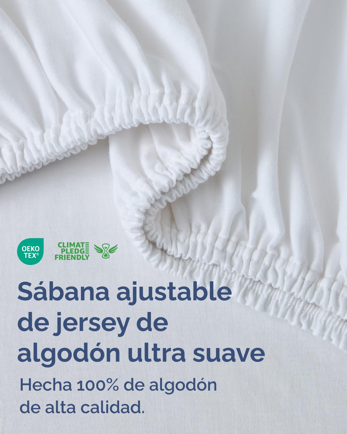 Sábana bajera ajustable 200x200 cm Blanco - 100% Algodón Jersey suave & transpirable - Bolsillo 40 cm / 16" - Sin arrugas, Resistente, Hipoalergénico & Transpirable - Certificado OEKO-TEX Standard 100