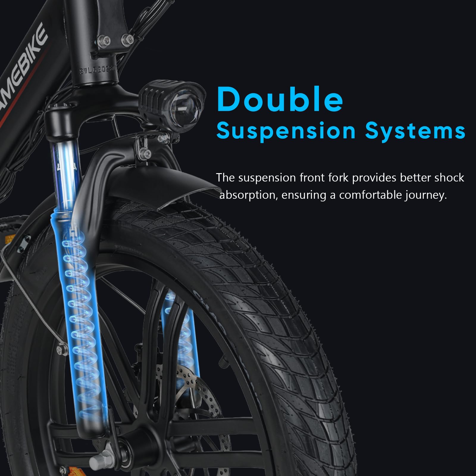 SAMEBIKE Bicicleta eléctrica Plegable 20" 250W Motor batería extraíble eBike para Commuting Caja de Cambios de 7 velocidades Bicicleta eléctrica Adulto Suspensión Delantera y Doble Disco Frenos