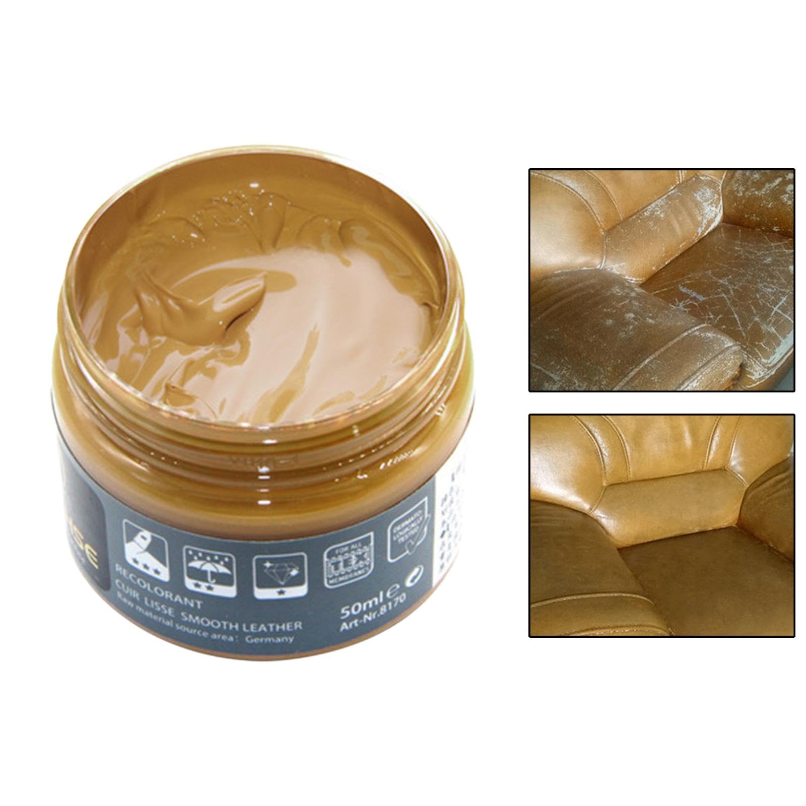 Juego de 10 bálsamo para recoloración de cuero, crema reparadora de cuero para agujeros de bolsa, arañazos en asientos de coche, cuero original, 4,8 x 4 cm