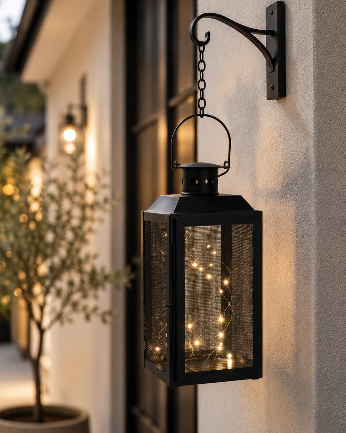 Homesake® Iron Lantern and Tealight Holder, Lights for Decoration, Home Decor Items with 20 Warm White LEDs Rice Lights for Decoration, Diwali Decor Items,Diwali Gift (Pack of 1 Large)-image-29