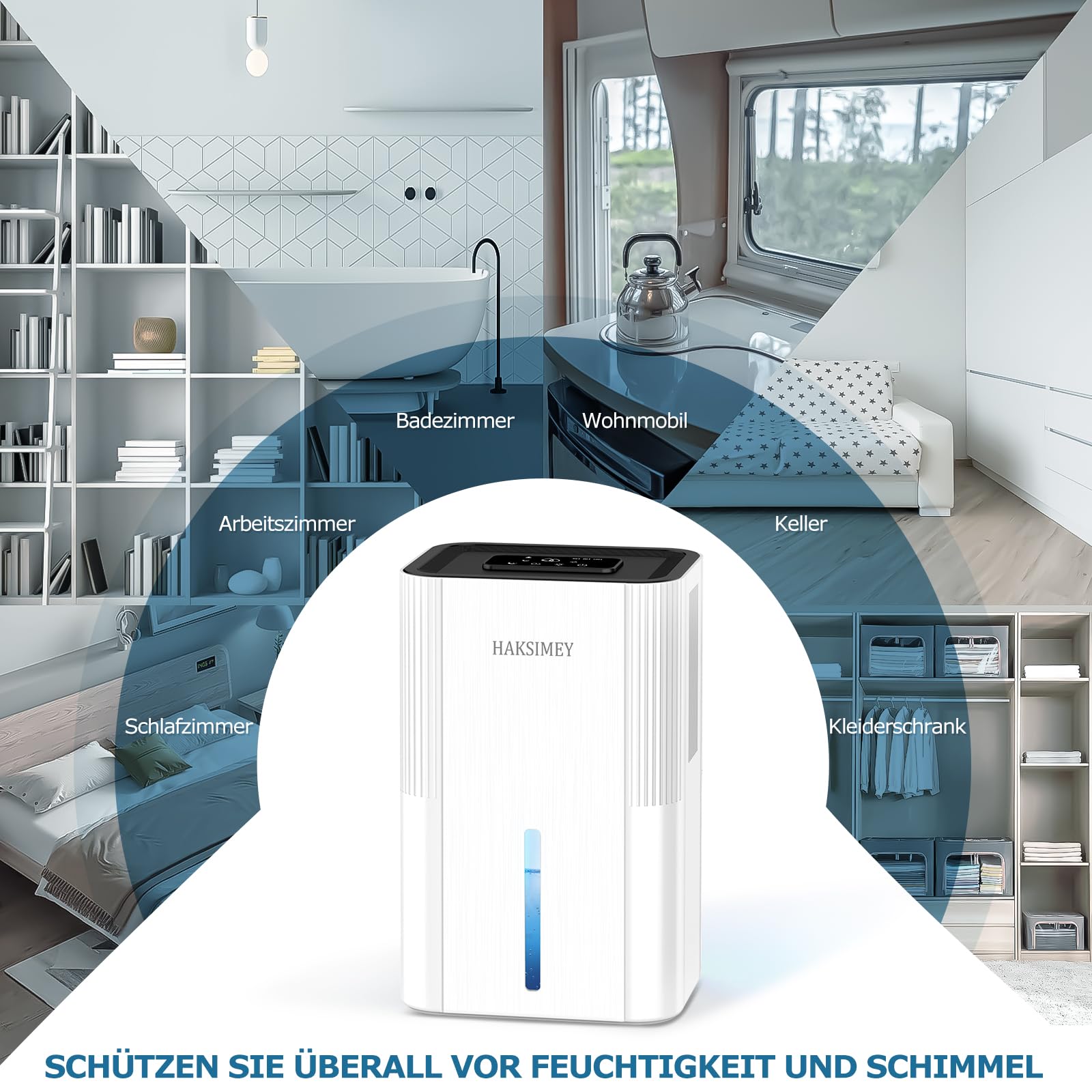 Luftentfeuchter elektrisch 2800ML,Tragbar Dehumidifier for Home mit Abtauen & Timer,Leise raumentfeuchter für Schlafzimmer Keller Badezimmer | 7-Farben LED Licht mit Nachtmodus