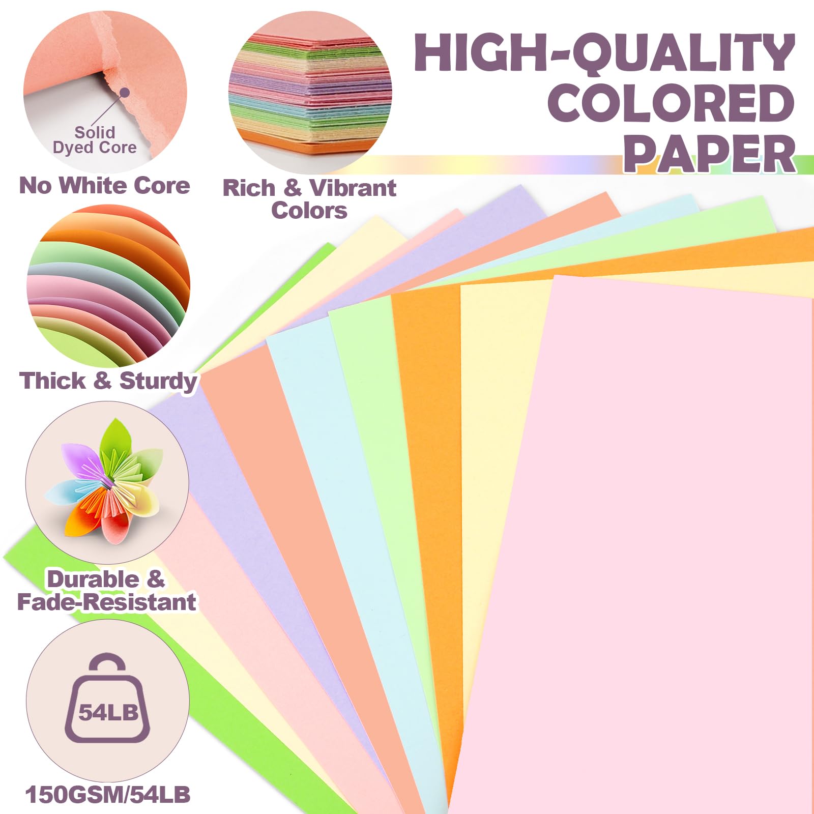 Macaron Cardstock - 100 Sheets of Vibrant Colors -3 Macaron Cardstock - 100 Sheets of Vibrant Colors -3