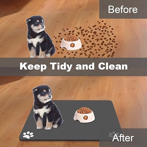 Miniatura 7 de Tapete de alimentación para mascotas, tapete absorbente para comida y agua, sin manchas, fácil de limpiar, tapete dispensador de agua para perros,