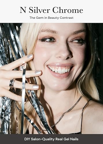 Miniatura 2 de ohora Tiras de uñas de gel semicuradas (N cromo plateado), rango de tamaño extendido, funciona con cualquier lámpara de uñas, calidad de salón,