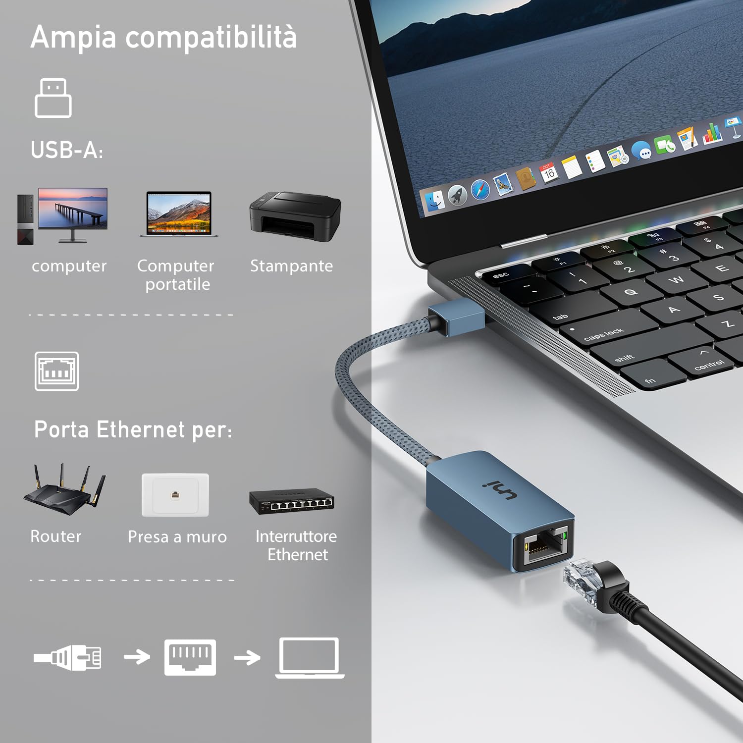 Adattatore di rete da USB a RJ45 serie Baseus Lite WKQX000001, 100Mbps Adattatore di rete da USB a RJ45 serie Baseus Lite WKQX000001, 100Mbps