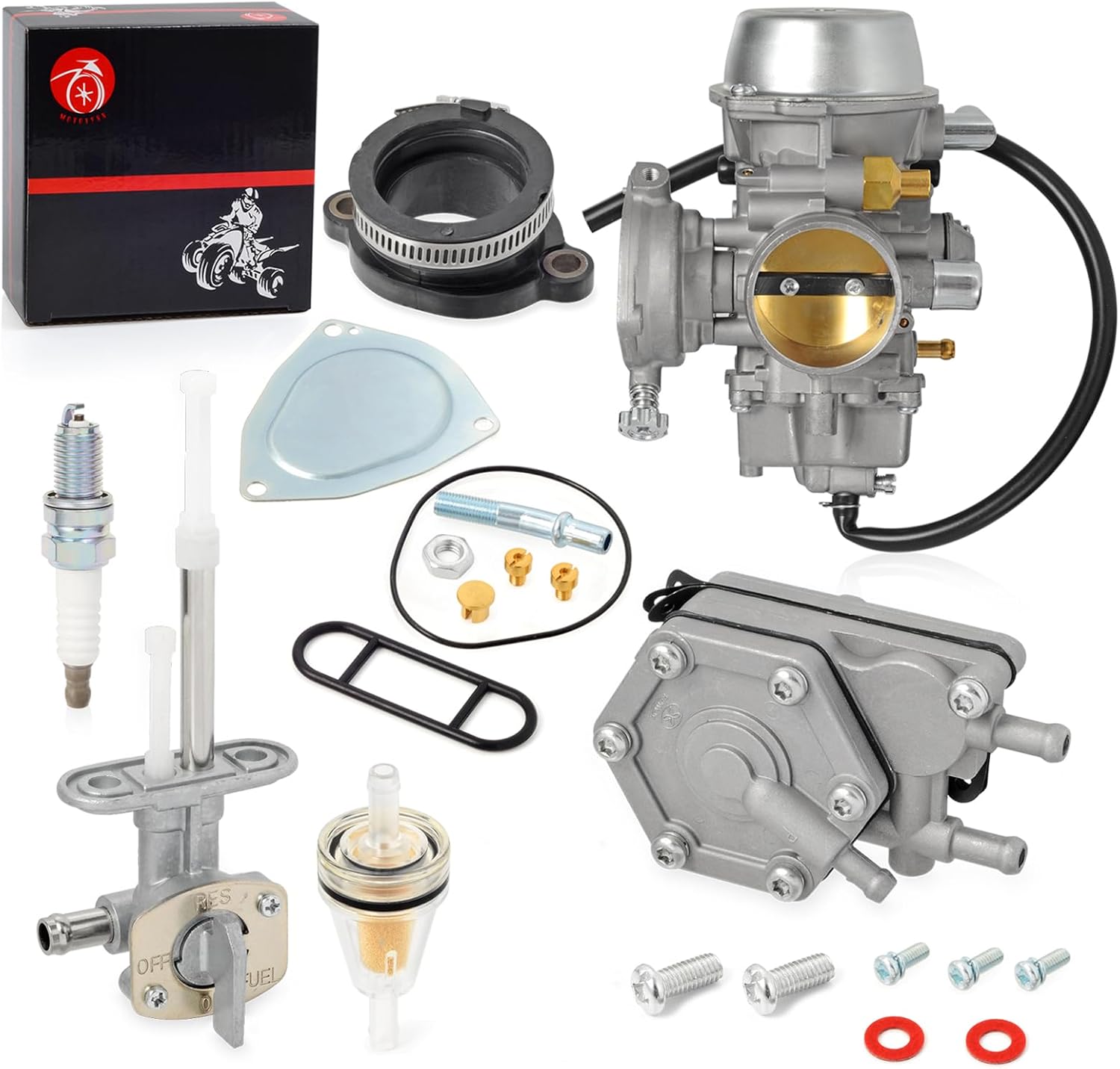 Carburetor Carb & Intake Manifold Fuel Pump and Fuel Valve Petcock For Polaris Outlaw 500 Predator 500 2003 2004 2005 2006 2007