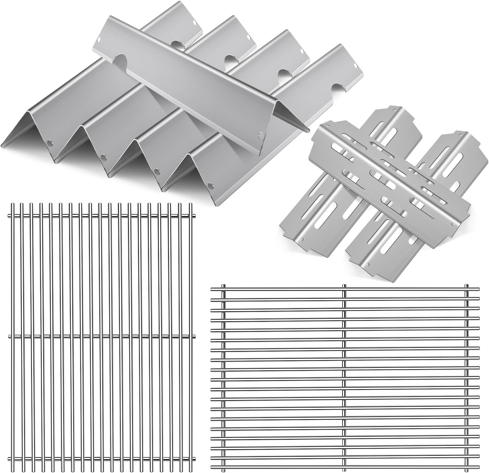 Stainless Steel Grill Flavorizer Bar Heat Plates with 2 Pack Grates BBQ Gas Grill Replacement Parts for Weber Genesis II 300 Series Genesis II E-310 E-315 E-330 E-335 S-310 S-335 Gas Grill