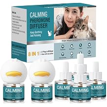 Cat Calming Diffuser 8 in 1 Multicat Pheromone Diffuser Pheromones to Calm Stress and Anxiety Relief Products Plug in Refill Anti Aggression for Cats Spraying No More Stop Cat from Urinating, Blue