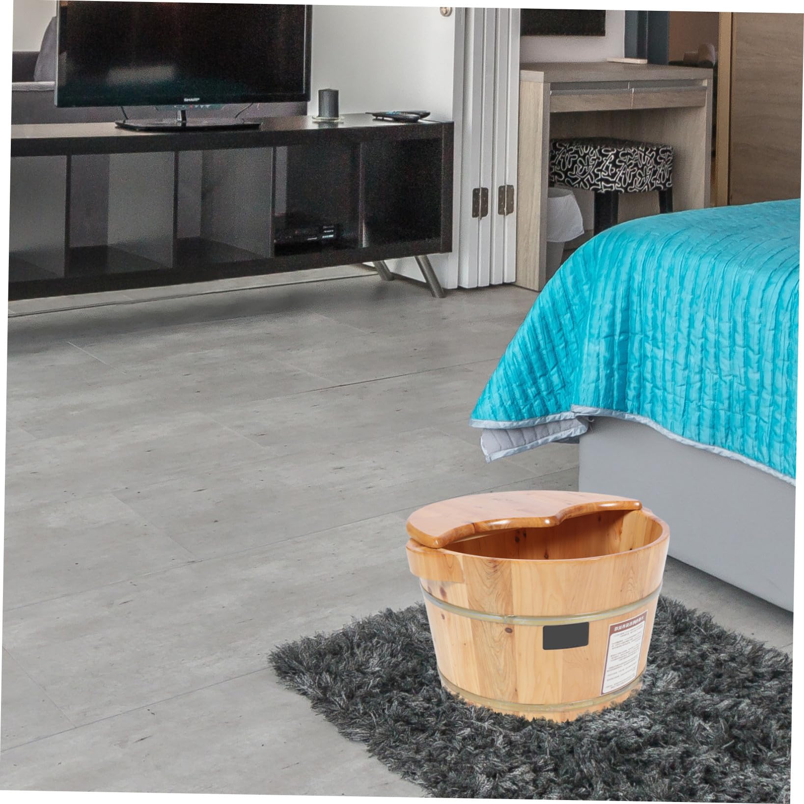 Angoily Bacinella per Pediluvio in Legno con Coperchio, Contenitore per Bagno Piedi Domestico, Grande Capacità, Facile da Pulire, per Utilizzo Casalingo