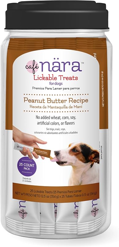 Petisco Líquido para Cães Cafe Nara com Pasta de Amendoim, 25 Tubos de 14 g