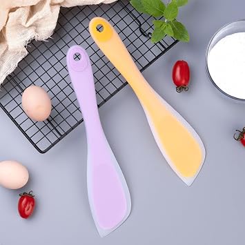 Spatulas Silicone Heat Resistant, Cooking Spatula for Nonstick Cookware, Cake Cream Batter Baking Scrapers for Stirring, Mixing, Scraping and Spreading, Egg, Cake and Burger (Purple, 2)
