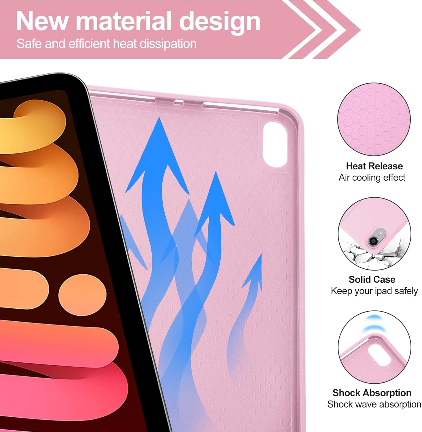 BORIYUAN iPad mini 7th Gen Keyboard Case 2024, Detachable Bluetooth Keyboard Slim Folio Smart Cover with Build-in Pencil Holder for iPad mini (A17 Pro) 7th Gen 2024 / 6th Gen 8.3 Inch, Pink