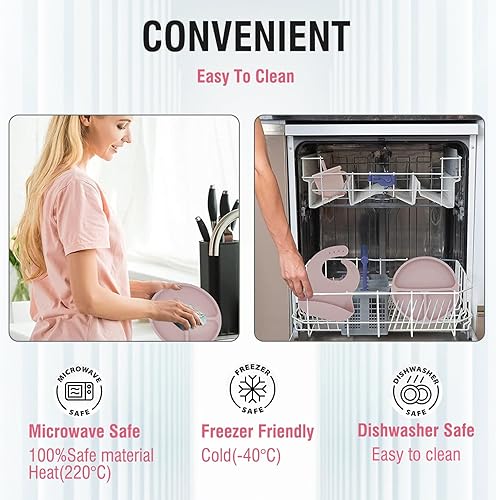 Miniatura 4 de Hoidokly Juego de alimentación para bebés, 8 piezas de suministros de destete LED de silicona para bebés, incluye taza de bebé, cuenco, babero