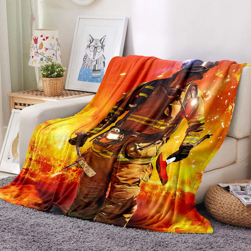 Coperta In Flanella Sherpa 3D Vigile Del Fuoco - Pile Morbido E Caldo, 180x200 Cm, Microfibra Leggera, Per Divano, Letto, Campeggio E Viaggi