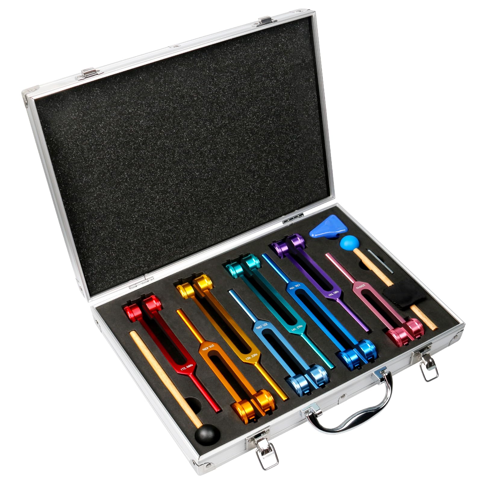 Jeu de Diapasons Chakras 7+1 avec Boîte Cadeau Aluminium pour Thérapie Sonore Méditation
