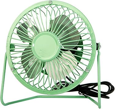 Sokelinn-six 4 Inch Small Usb Desk Fan, Metal Mini Quiet Personal Cooling Fan for Home Office Car Travel Green