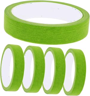 5pcs Adhesive Masking Tape for Art Painting and Labeling Multipurpose Green Tape for Packaging Decoration Restoration and Craft Projects
