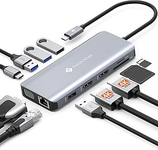 NOVOO USB C Docking Station Triple Monitor, 11 in 1 USB-C to Dual HDMI Adapter VGA Gigabit Ethernet 100W PD 4USB Ports, USB C Hub Thunderbolt 3/4 Dock Compatible for MacBook and Other USB Laptops product image