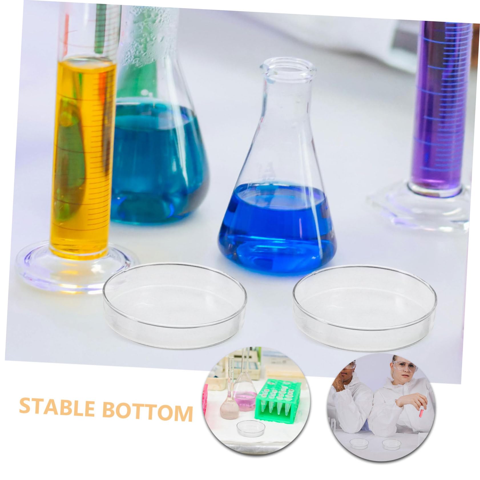 Piastre di Petri in Vetro 90mm, 5 Pezzi, Alto Borosilicato | Contenitore da Laboratorio Spesso, per Coltura di Cellule e Piante, Uso in Chimica e Ricerca Scientifica