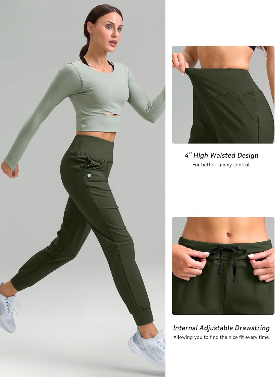 G Gradual Women's Fleece Lined Joggers High Waisted Water Resistant Thermal Hiking Pants Cold Weather Sweatpants with Pockets - Image 6