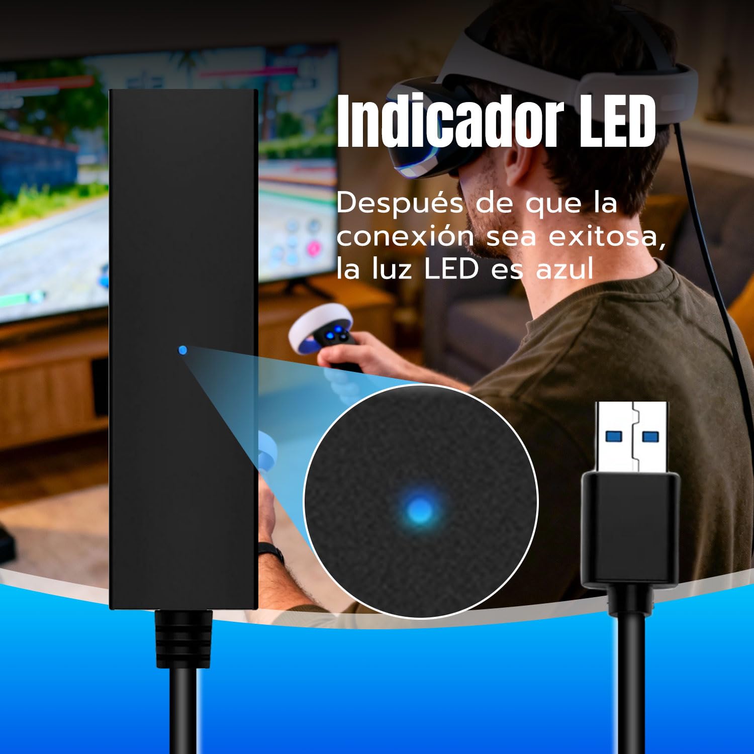 VR Adaptador para PS5 / Slim/Pro de Cámara PS VR, VR Cable Convertidor a Compatible con Consola PS5, PS4, PS, USB 3.0 PS4 Cámara a Consola PS5 VR Juegos Accesorios