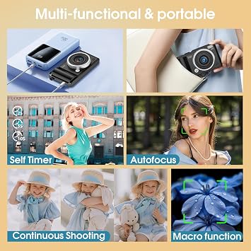Digital Camera 4K 64MP Compact Camera with Micro SD Card