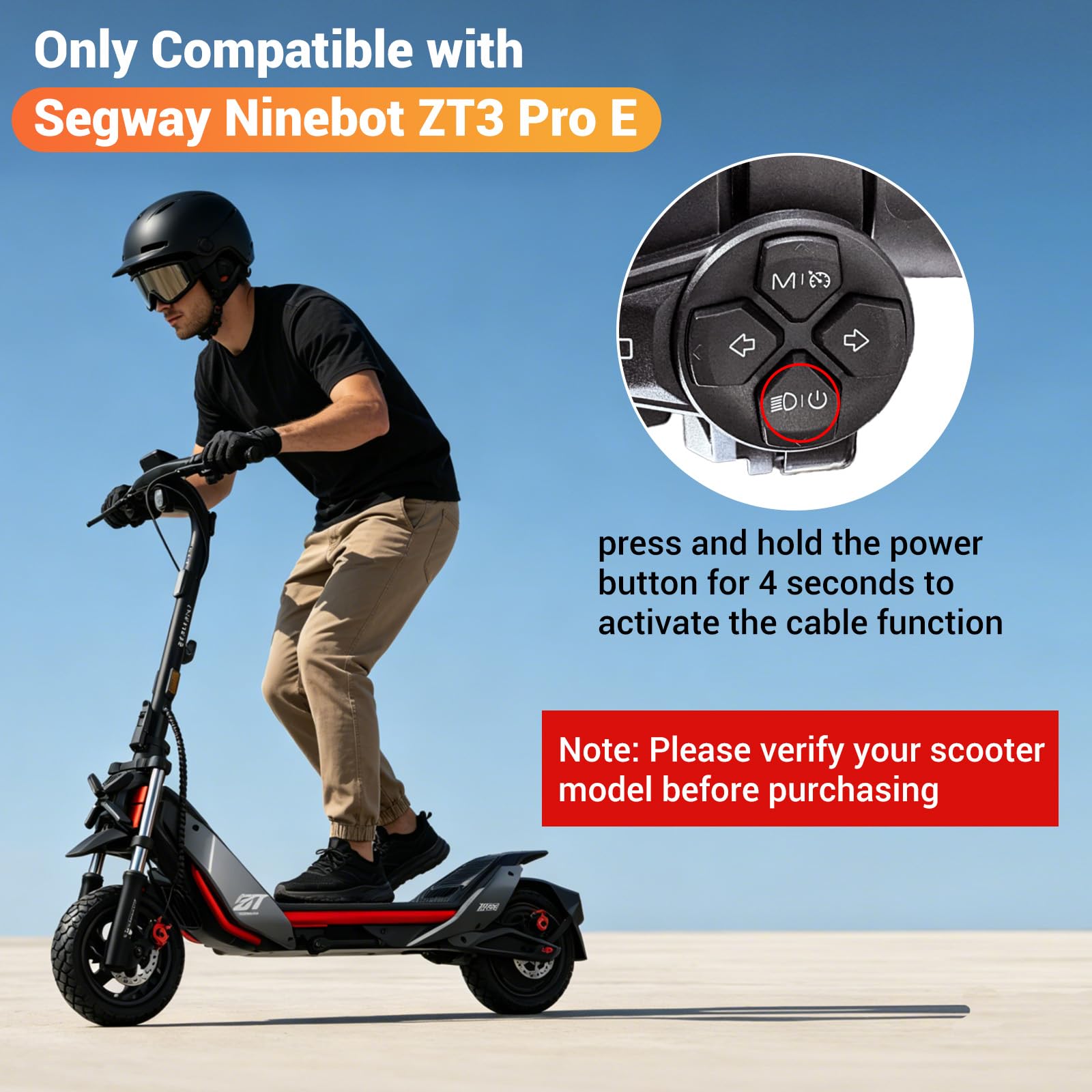 Cable de Liberación de Velocidad Compatible con Segway Ninebot ZT3 Pro E, Segway ZT3 Pro Accesorios, Cable Especial para 35-40 km/h, para Mantenimiento y Prueba
