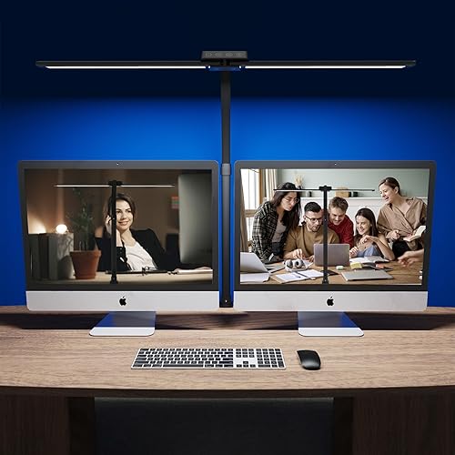 Lámpara de escritorio con abrazadera para oficina en casa, luz de escritorio LED para computadora de oficina con cuello de cisne flexible, lámpara