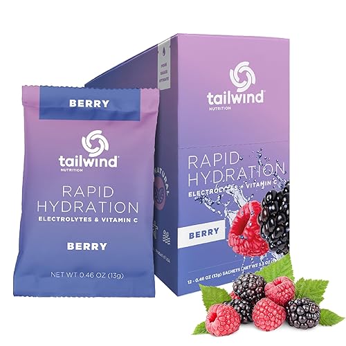 Tailwind Nutrition Hidratación rápida, electrolitos y polvo de hidratación, vitamina C y sal marina, mezcla de entrenamiento para ejercicio, bayas,