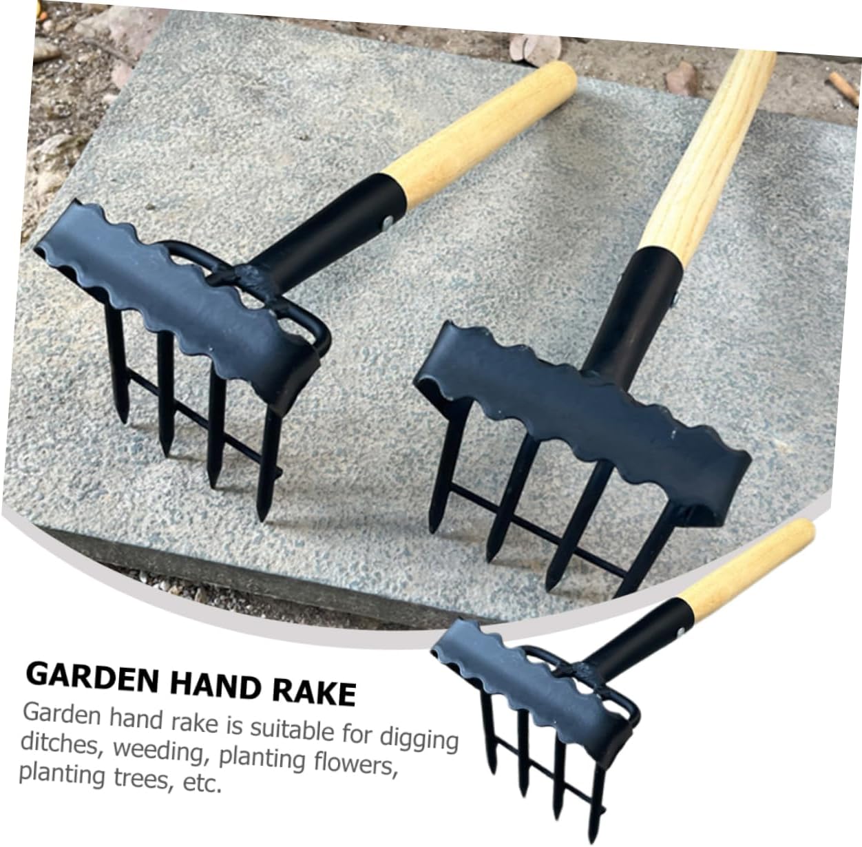 BESPORTBLE Garden Rake for Gardening Small Grip Rake High Tool for Efficient Soil Loosening and Leaf Gathering Garden Beds