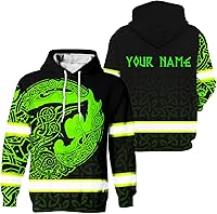 Vista 9 de Matedecor Camisa de Alta Visibilidad con Cráneo para Hombre, Camisas Reflectantes de Seguridad con Bandera de EE. UU., Nombre Personalizado