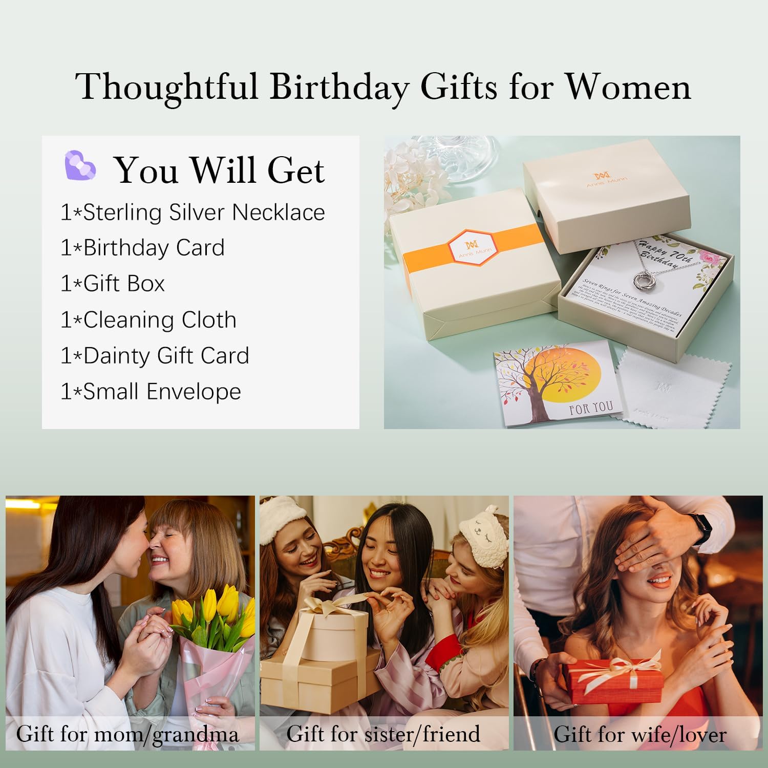 Birthday Gifts for Women, 30th 40th 50th 60th 70th 80th 90th Birthday Gifts for Women 925 Sterling Silver 3 4 5 6 7 8 9 Decades Birthday Gifts for Her Jewelry for Women - Image 6