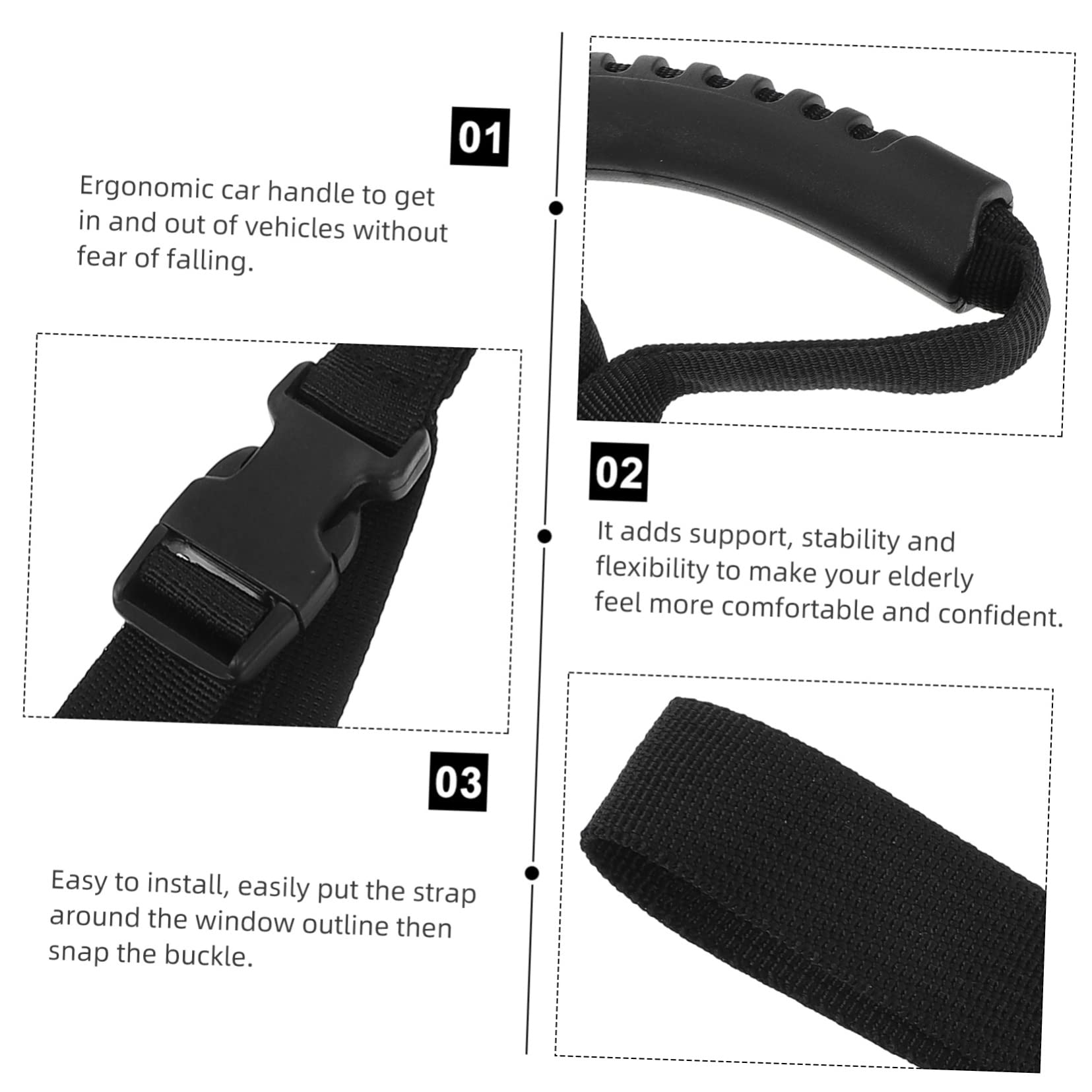 Hemobllo 1Pc Adjustable Auto Support Grip Handle for Elderly Automotive Standing Aid Safety Handle Non Slip Design for Easy Entry and Exit from Vehicles Black