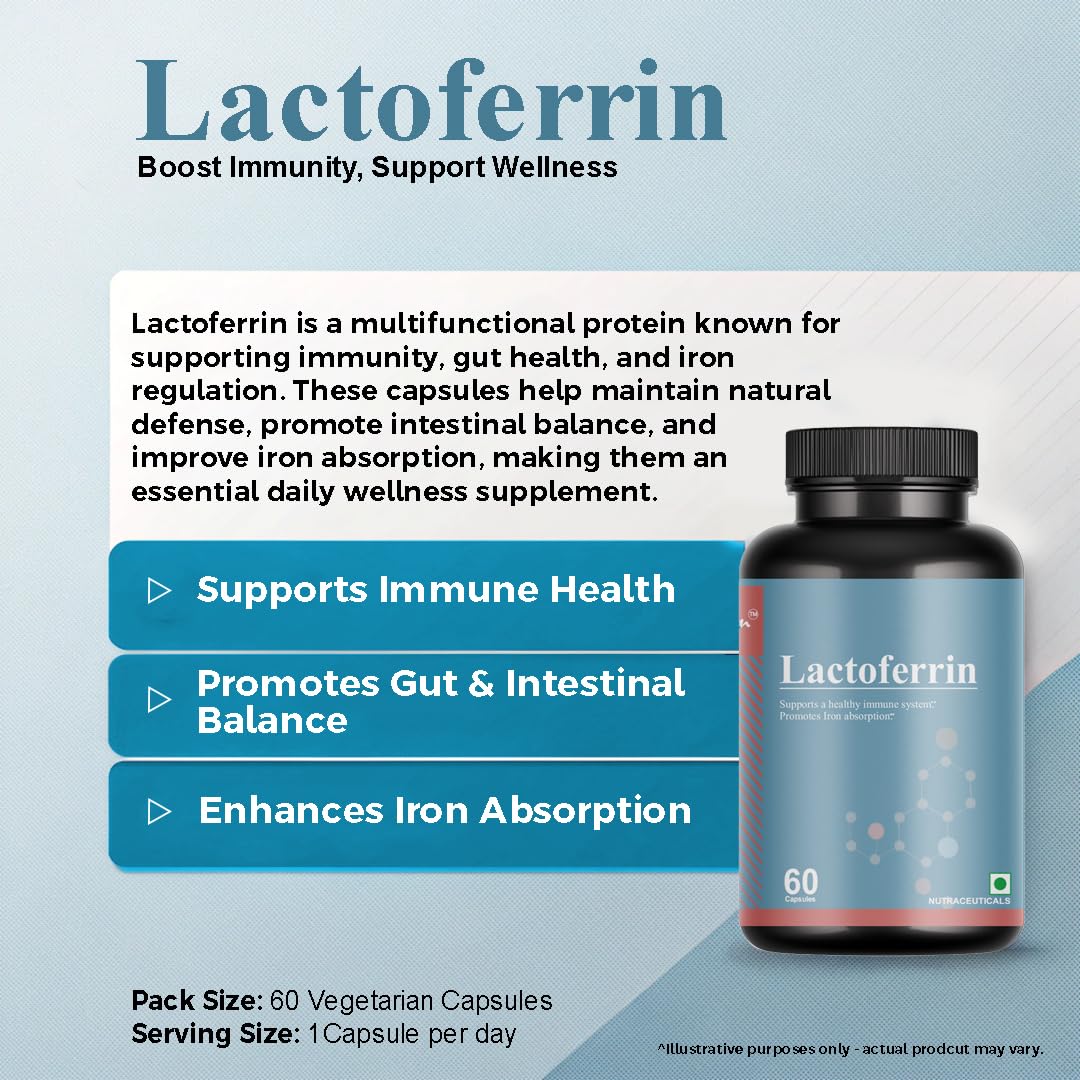 Lactoferrin 60 Veg Capsules | Immune Support, Iron Absorption, Gut Health & General Wellness | Natural Protein Supplement for Men & Women — Amazon image 2